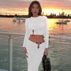 2024 Fall and Winter Best Seller In Europe and America Women's Clothing New Fashion Midriff-Baring Long Sleeve Tops Silm Skirt Suit Female