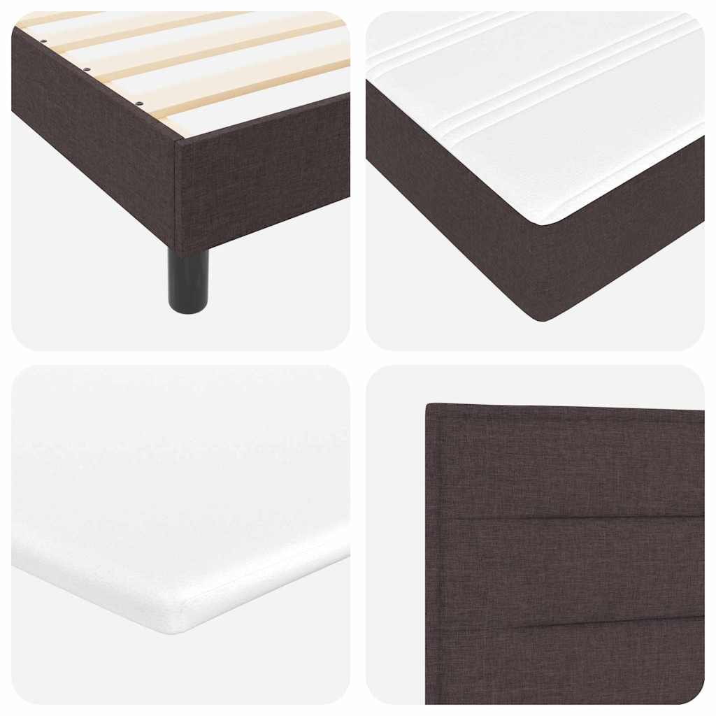 Box Spring Bed with Headboard Dark Brown 180 x 200 cm Fabric