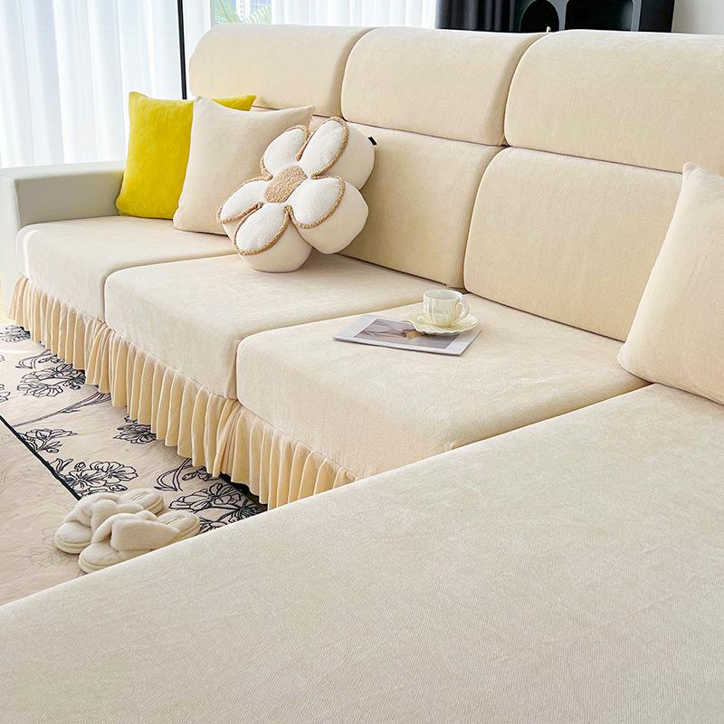 

2025 Chenille Skirt Sofa Slipcover, Non-Slip, Universal Fit, Modern Design Pillow Cover (45*45cm)