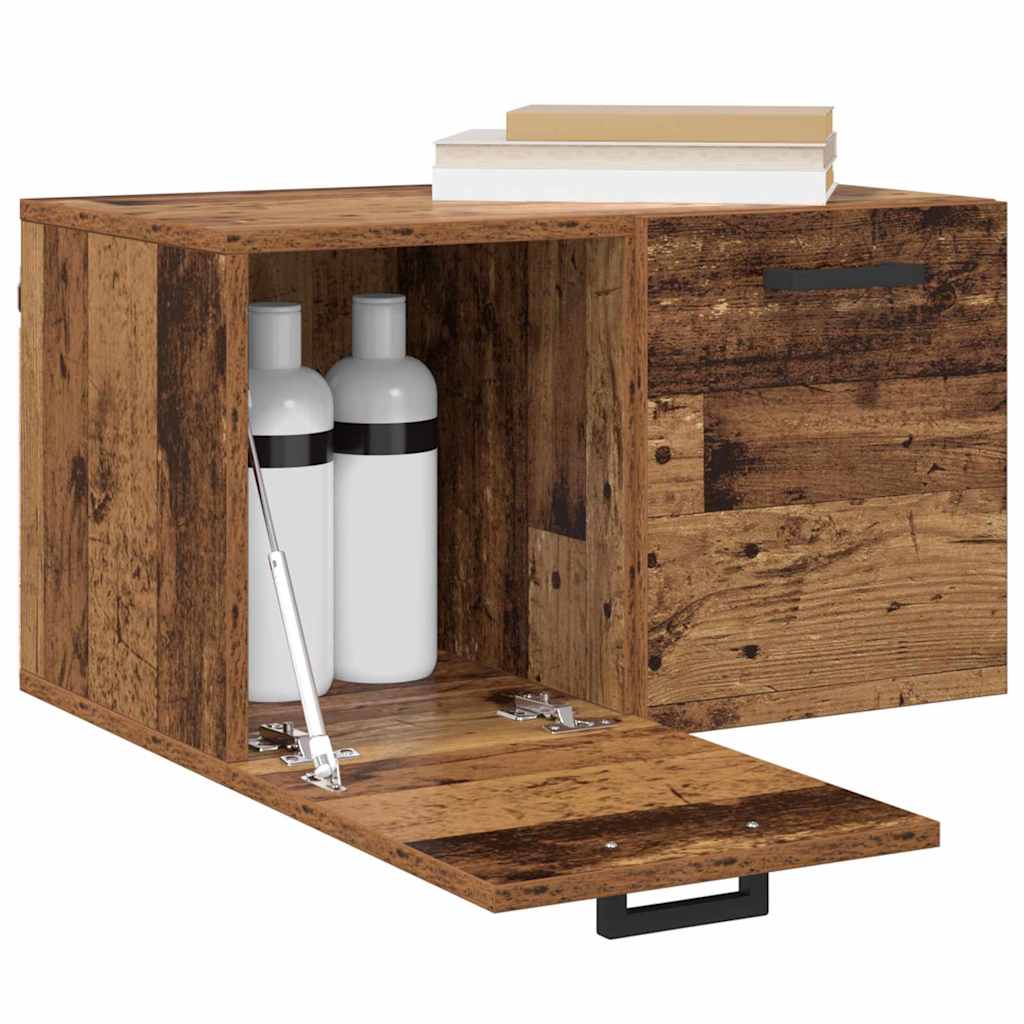 Wall Mounted Cabinet In Reclaimed Wood Look 60 X 36.5 X 35 Cm Particleboard