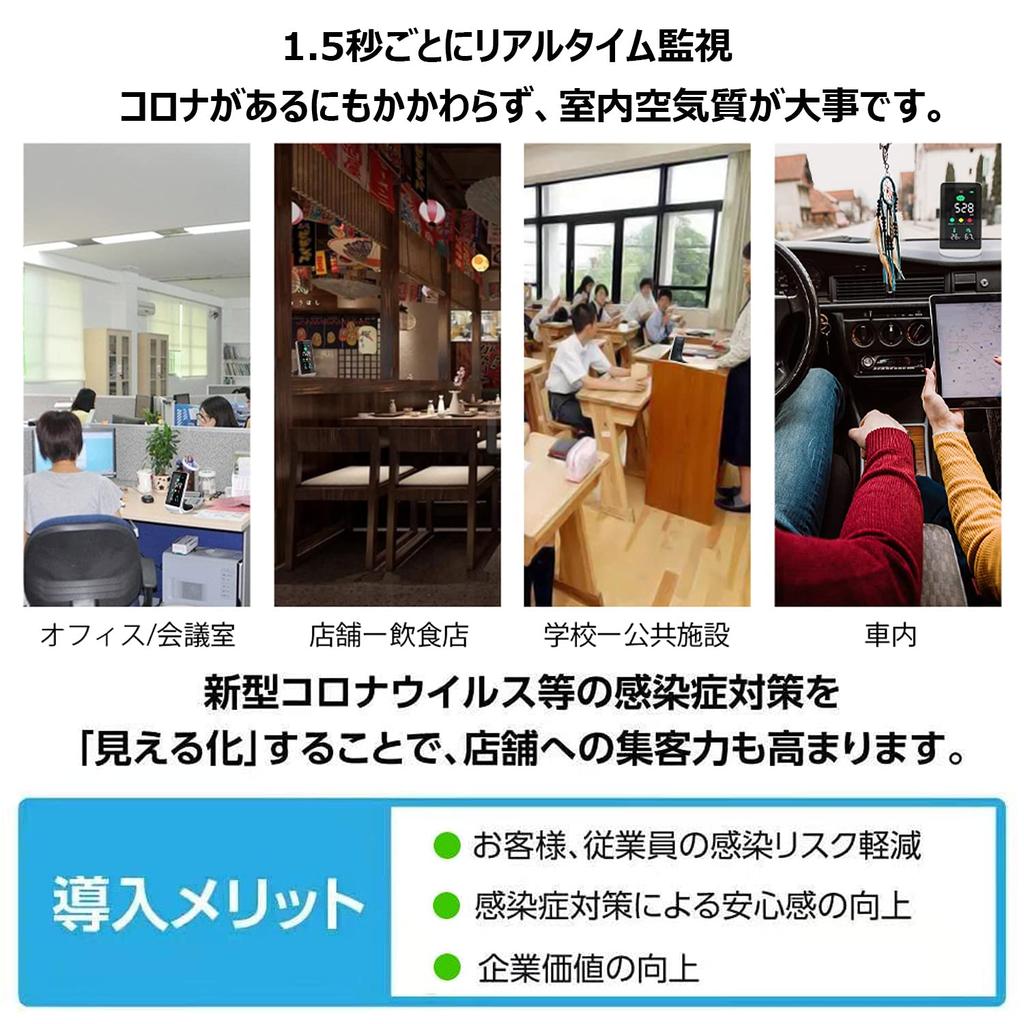 Kohlendioxid NDIR CO2 CO2 CO2 Konzentration PPM Messung USB Japanische Bedienungsanleitung enthalten Messgerät, Methode, Sensor, 3000mAh,