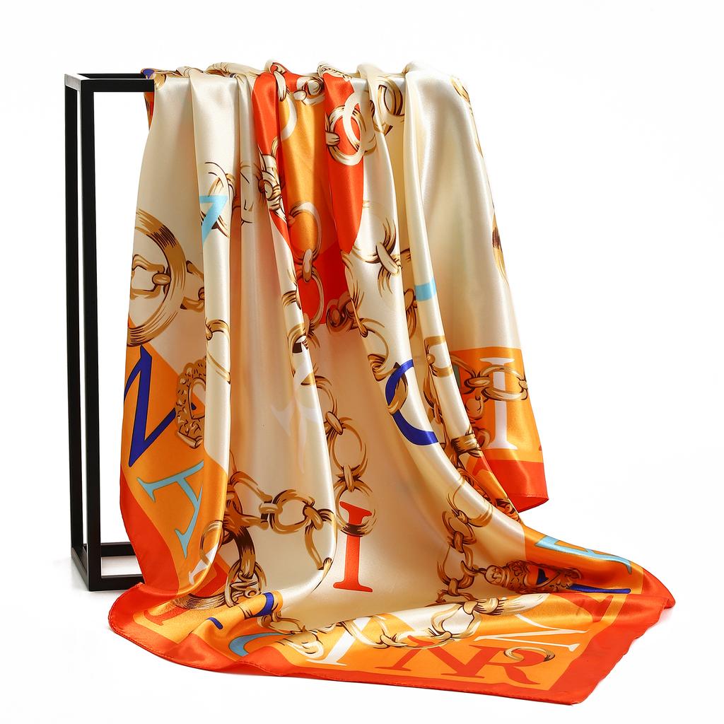 Silk Scarf Scarftop Headwraps For Women Vintage Four Seasons Hair Scarve 90*90Cm Hijab Foulard Iuxe Bandana Femme Headscarf