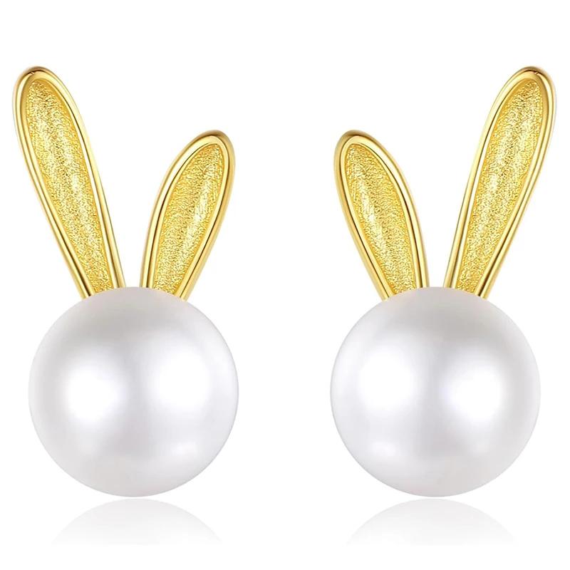 Chic Cute Rabbit Stud Earrings Female Teen Girls Daily Jewelry Delicate Gifts Simulated Pearl Accessories for Women
