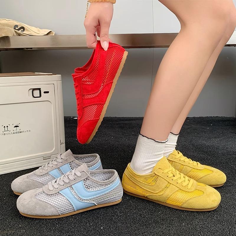 Atmungsaktive Mesh-Leder Damen Schuhe Sommer vielseitige lässige Sportschuhe