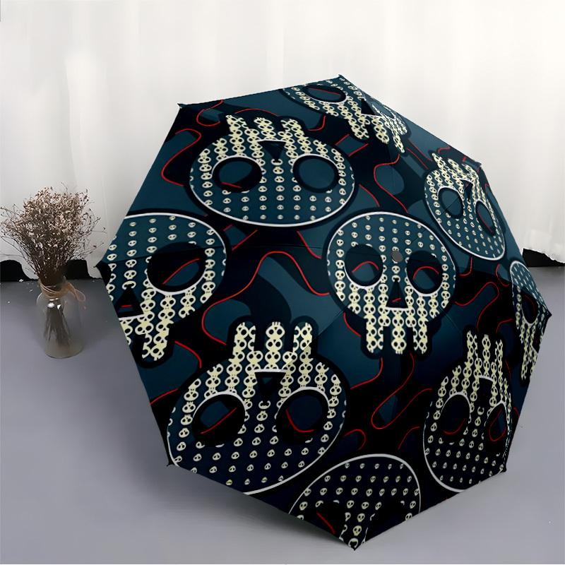 1pc Skull Pattern Automatic Open/Close Umbrella Compact Folding Umbrella, All-Season Portable Umbrella for Women/Men F1124184