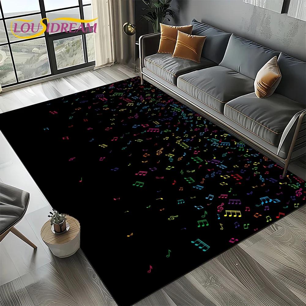 Dream Note Music Colorful Musical Score Cartoon Carpet Rug for Living Room Bedroom Home Sofa Decoration,Kid Non-slip Floor Mat