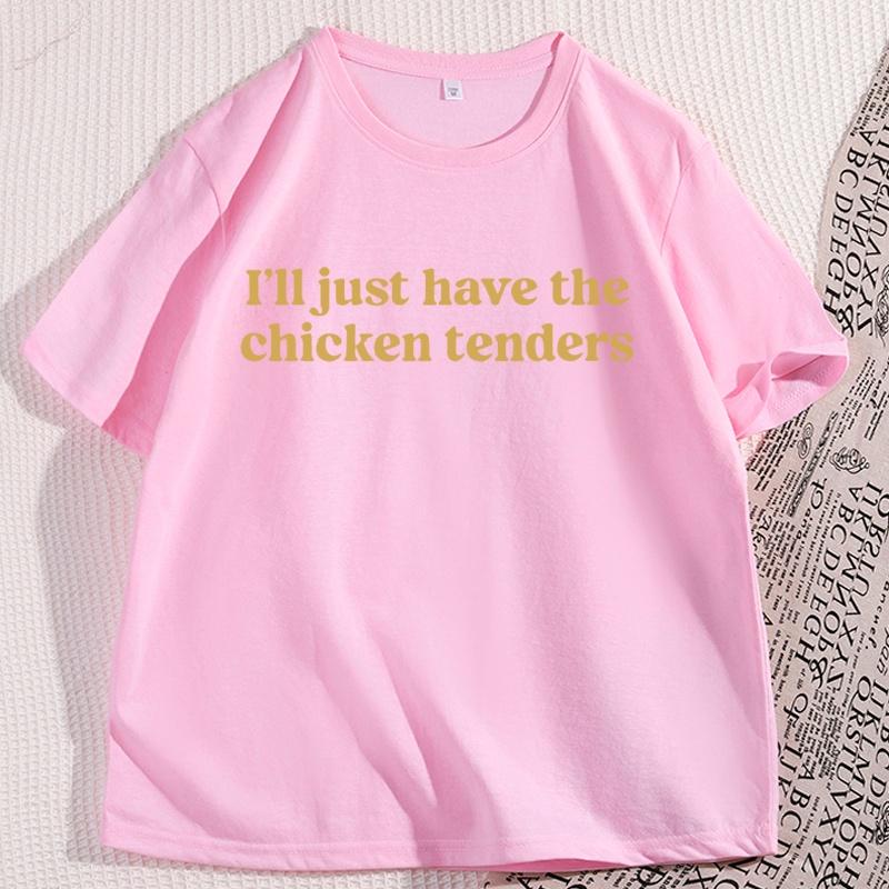 Ich nehme nur die Hähnchen-Nuggets T-Shirt Lustig Baumwolle Kurzarm Rundhals T-Shirt Humor Locker Streetwear Herrenbekleidung