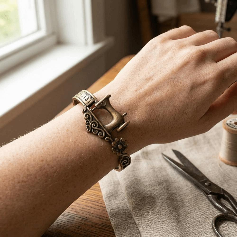 Elegant Sewing Machine Bracelet Metal Finger Ring New Adjustable Cuff Bracelet  Daily