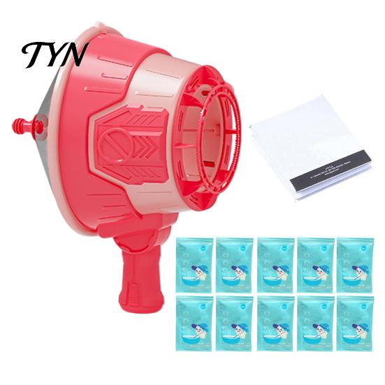 Battery-Free Outdoor Sports Toy Air Cannon for Kids, Handheld Powered Bubble Blower with Portable Maker Solution 10 Refills, Practical