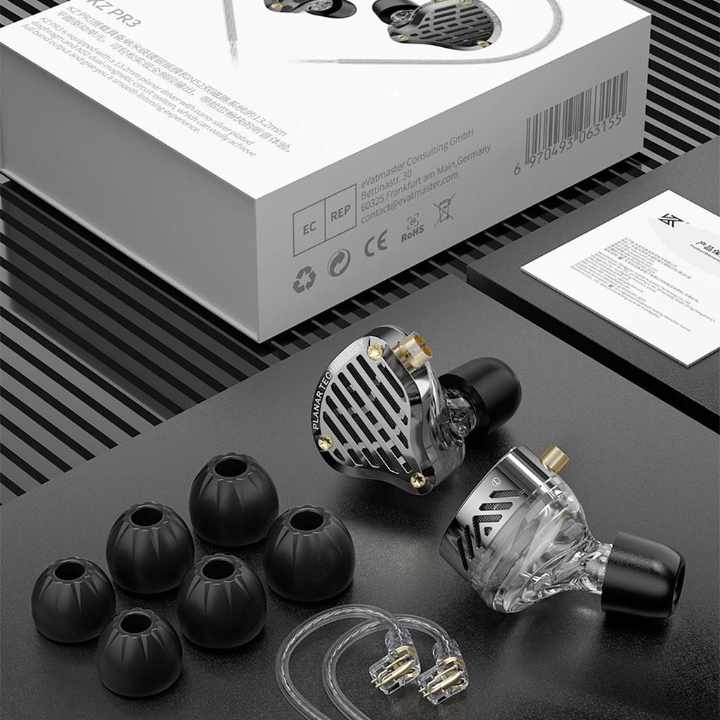 The LINSOUL KZ PR3 redefines expectations for planar IEM sound quality. Features include a 13.2mm planar diaphragm, nano-level silver-plated