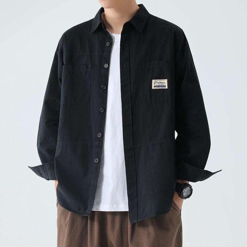 Spring and Autumn New Men's Casual Loose Cotton Long Sleeve Shirt