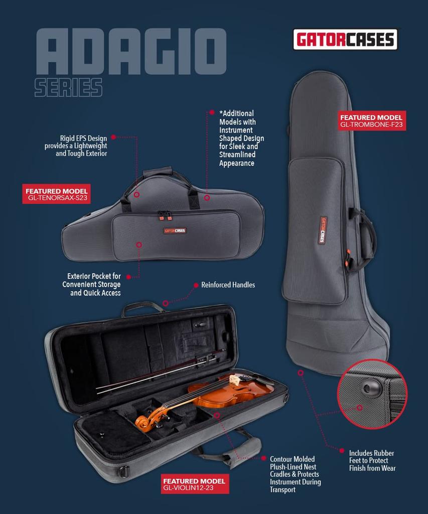 GATOR Lightweight Semi-Hard Trumpet Case, Shaped, Adagio Series, EPS, GL-TRUMPET-S23