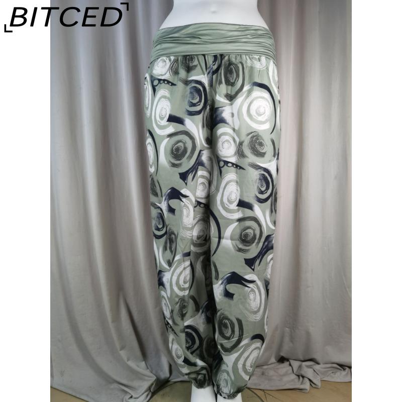 BITCED 15 Color Women Casual Elastic Waist Plus Size Print Long Trousers Straight Loose Long Pants Haren