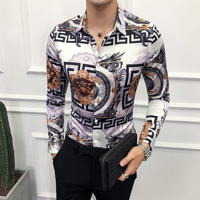 Buy Men's Casual Print Shirt Retro 