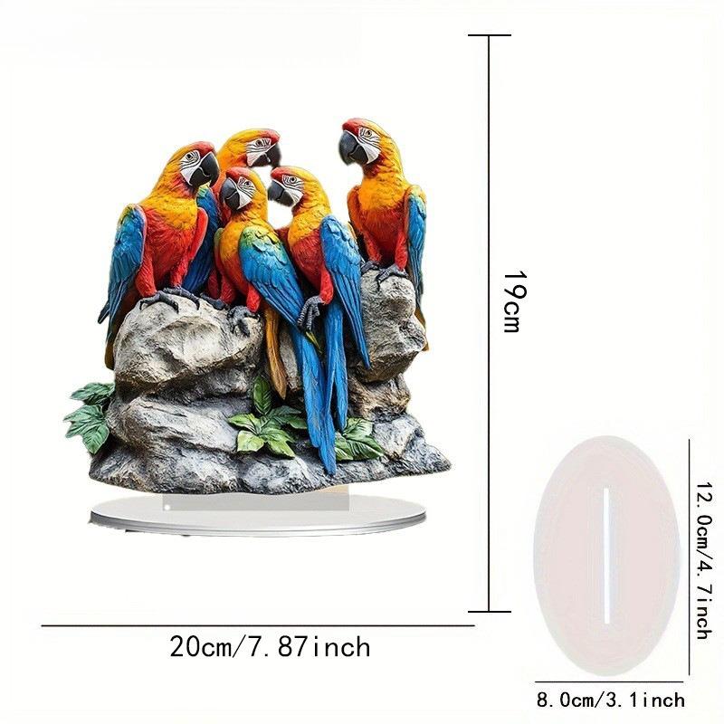 

1pc Parrot Pattern Acrylic Desktop Ornament Birds Sculpture Cute Animal Shelf Decor - 2D Flat Acrylic Desktop Ornament, Wall Decor Art 19*20cm