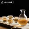Lazysong Day Glass Sake Bottle Japanese Sake for Cold Sake and Sake Certified by the Japanese Food Inspection Standard Father's Gift Set, Set,