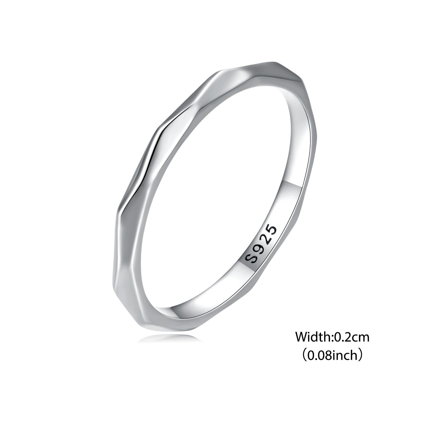 

BAMOER New 925 Silver Minimalism Simple Ring for Women Fine Jewelry Fashion Stackble Eternity Band Wedding Gift Anillos 8