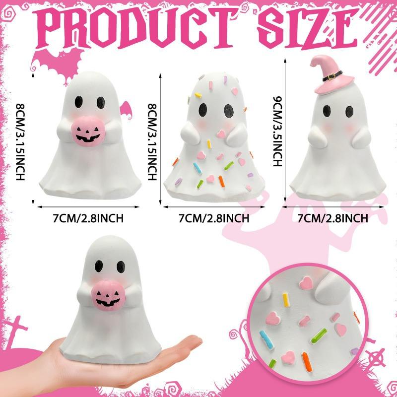 Cute Pink Ghost Halloween Decoration Piece - Creative Home Decor, Tabletop Item for Holiday Parties, Small Figurine, Resin Craftsmanship