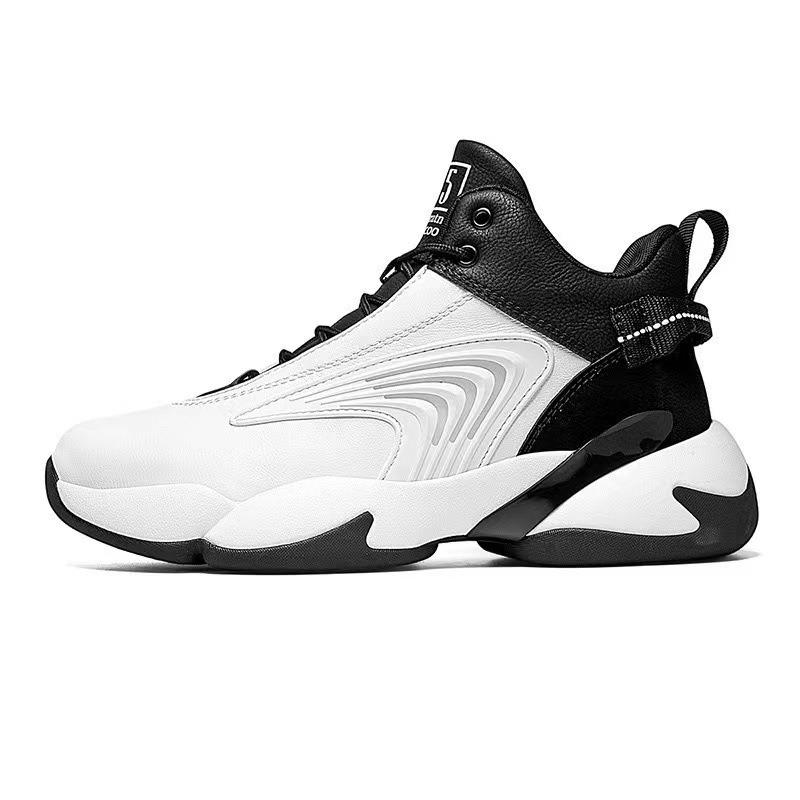 Tjockbottnade läder herrskor trendiga sportskor halkfria faktiska strid ungdom basket skor
