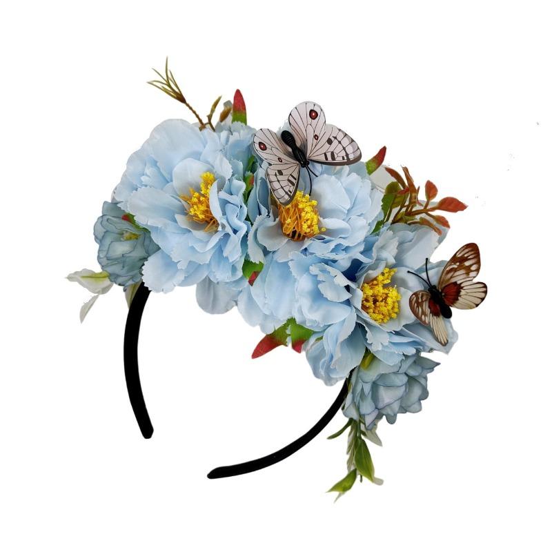 New simulation butterfly big flower headband fashion vacation Mexican party headdress