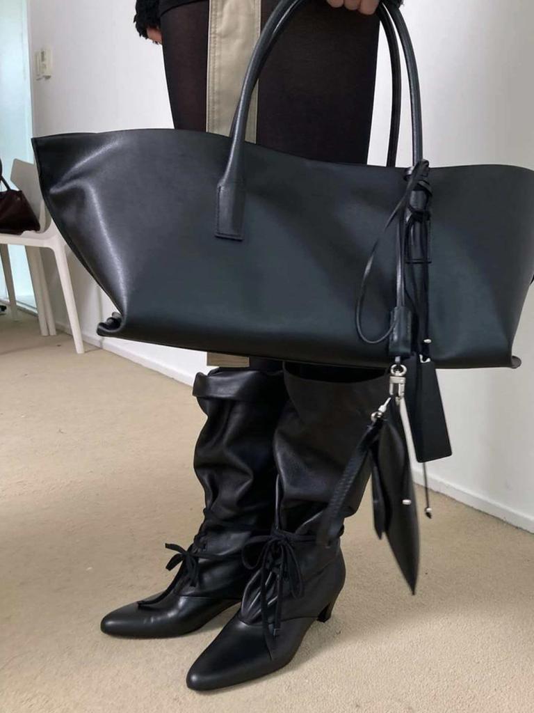 Autumn And Winter Soft Leather Pointed Toe Chunky Heel Riding Boots For Women, Vintage Lace-Up High-Heeled Slim Boots, Wide-Cuff Pile Boots