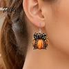 Lightweight Fall Accessories 1 Pair Pumpkin Earrings for Women, Acrylic Dangle Drop Retro Plaid Bow with Bow, Halloween Jewelry Holiday Party