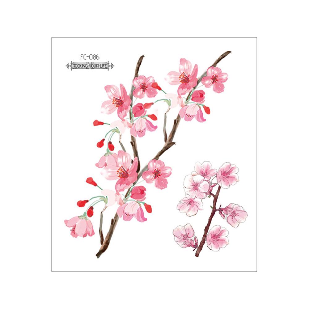 Waterproof Cherry Blossom Tattoo Sticker - Elegant Small Fresh Flower Design for Arm or Collarbone