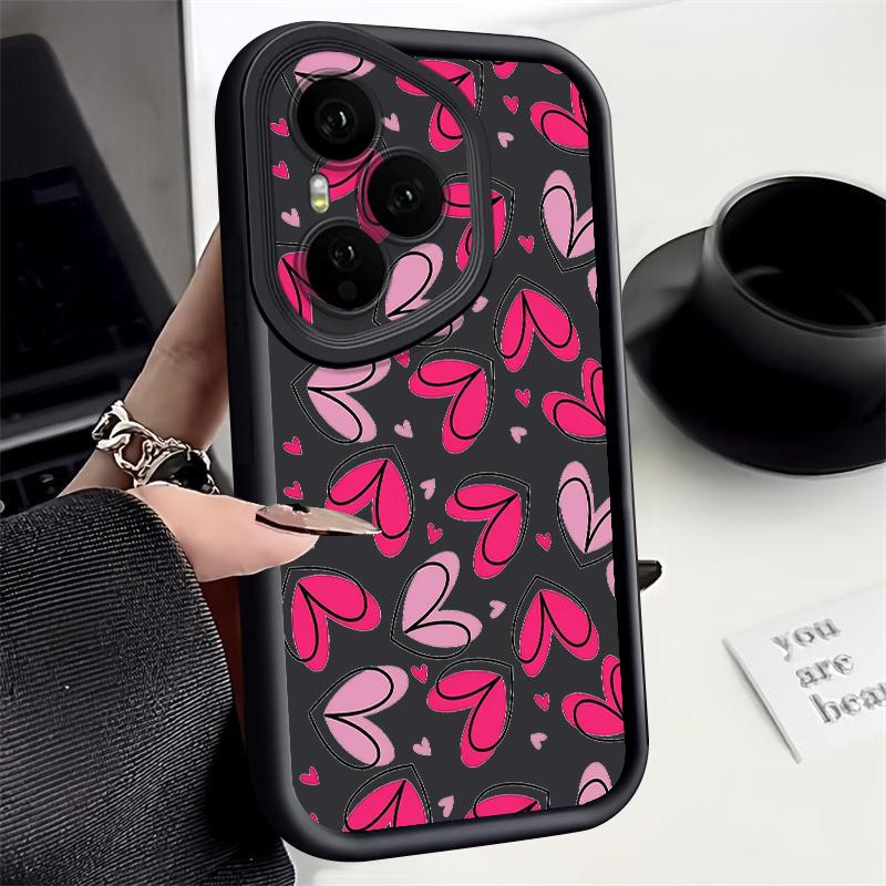 Hand drawn heart-shaped pattern Case For Honor 400 Lite 200 Pro Shockproof Bumper Soft Silicone Cover For Honor X9C Smart X8C
