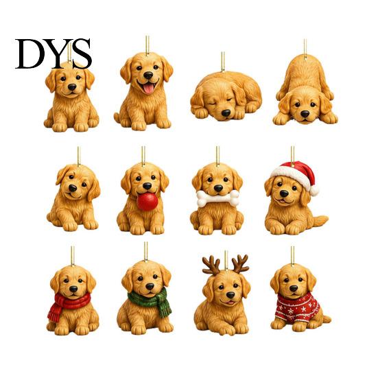 Christmas Advent Calendar Dog 2026, 24 Days Countdown with Pcs Holiday Party Supplies 2D Acrylic Cute Pendants, Lovers Gift for Tree Decor Box Kids