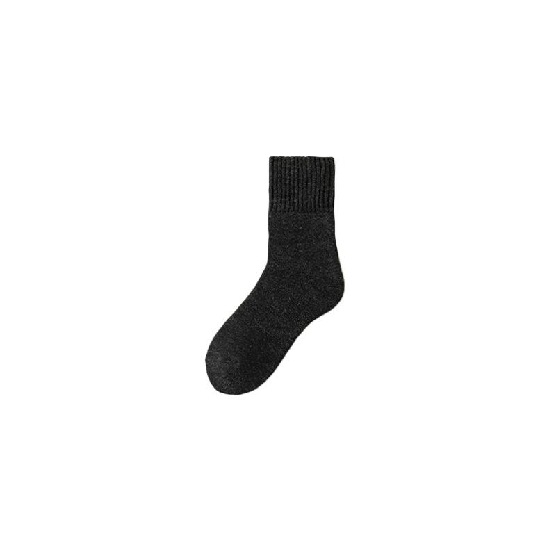 Woolen Socks for Women's Autumn and Winter Warmth, Mid-calf Socks, Solid Color Fleece Thickened Women's Socks, Woolen Versatile Socks