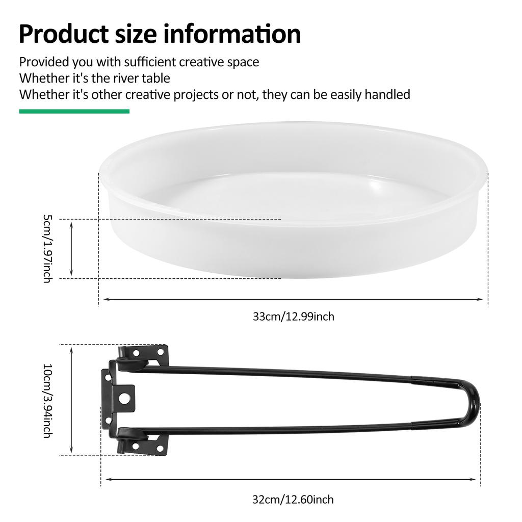 Resin Table Mold Soft Silicone Epoxy Table Mold with 3 Metal Leg Decorative Silicone Resin Tray for Home Decoration DIY Art Work