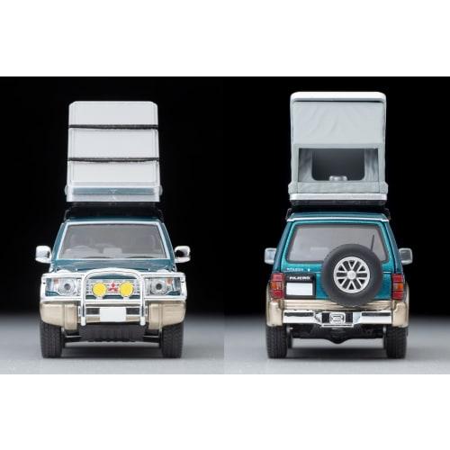 TOMYTEC Tomica Limited Vintage Neo 1/64 Scale LV-N206c Mitsubishi Pajero Mid-Roof Wide VR with Optional Parts, Green/Beige, 1991 Model, Includes Tent