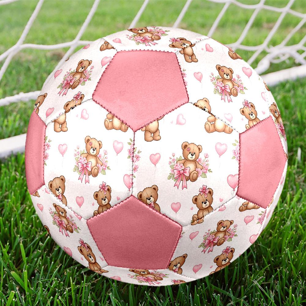 1PC Teddy Bears Balloons Abstract Colorful Soccer Ball Size 5 Football Machine Sewn Indoor/Outdoor Universal Football Gift W8