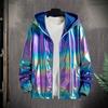 Spring Autumn Bright Colorful Sunscreen Jacket Men Hooded Long Sleeve Pockets Jacket Zipper Placket Men Coat Streetwear