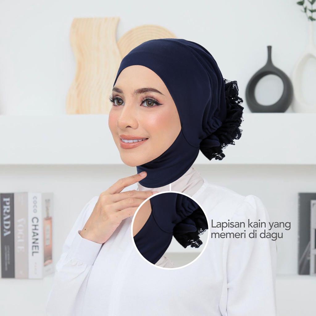 Muslim Inner Cap Hijab For Women Solid Underscarf With Lace Flower Hijab Undercap Scarf Turban Hat Islam Muslim Hijabs Headcover