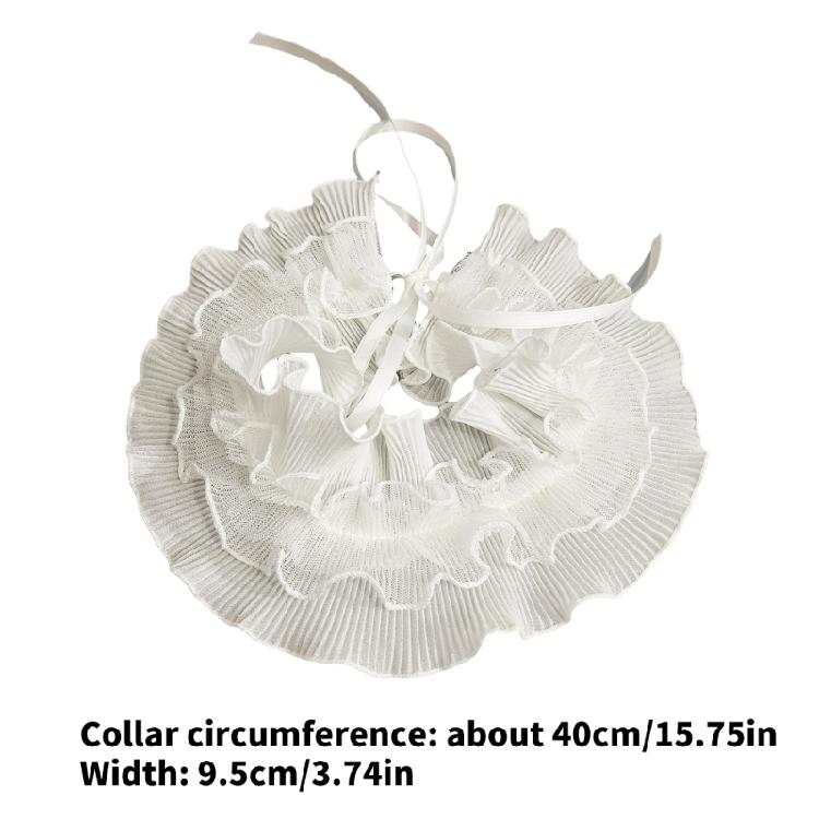Ruffle Trim Lace Faux Collar Decorative Collar for Blouse Skirt Removable False Neck Ruff Adjustable and All Matching