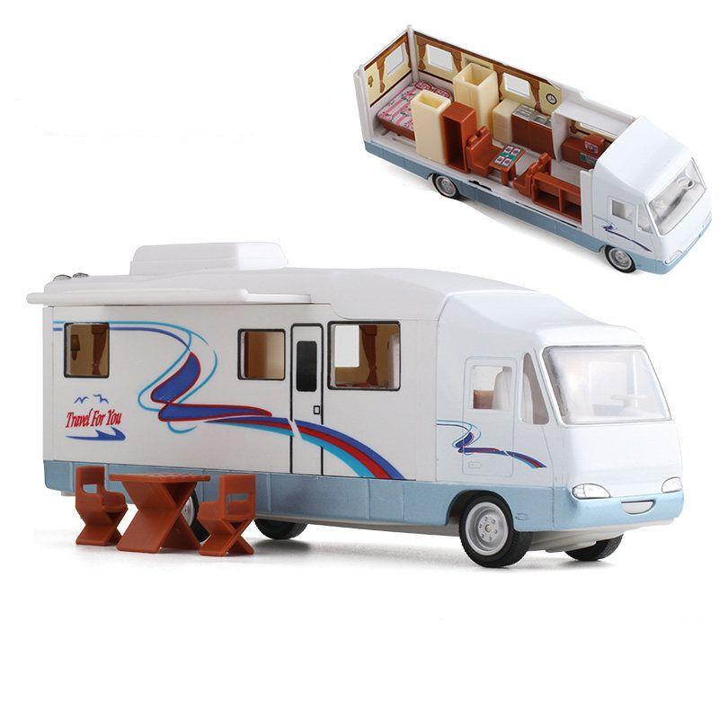 1:30 Diecast Luxus Wohnmobil Freizeitfahrzeug Automodell Metall Wohnwagen Wohnmobil Reise Catering Fahrzeugmodell Kinderspielzeug Geschenke gray