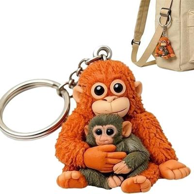 1/5 Pezzi Portachiavi Ciondolo 2D Stampato Design Scimmia Fascino Cinturino Borsa Portachiavi Zaino Portamonete Chiavi Auto Accessorio