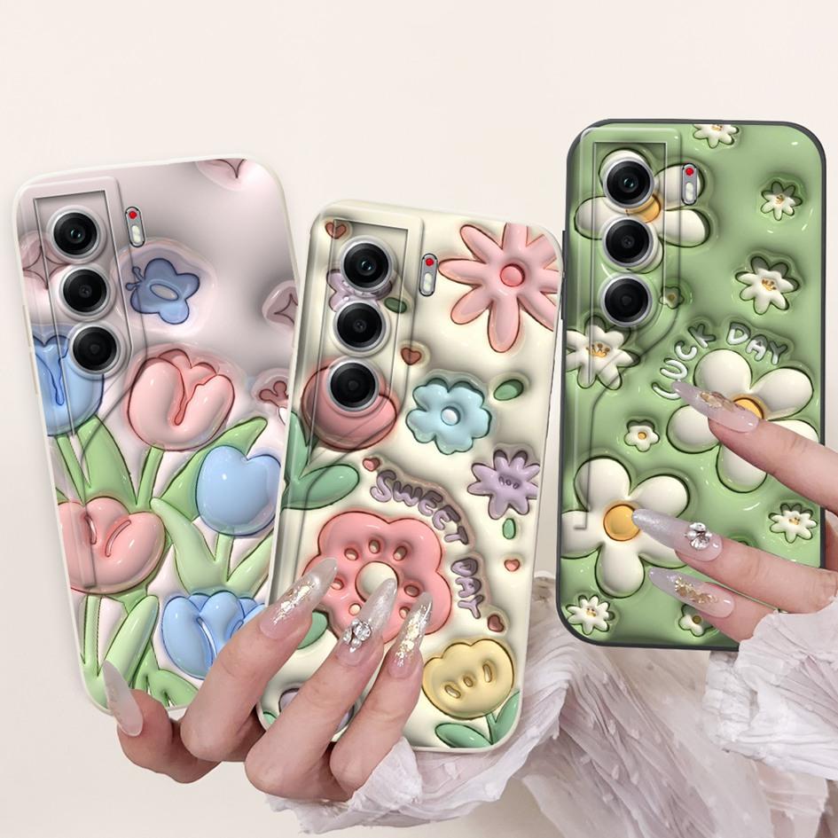 For Tecno Camon 40 Case Camon40 Pro Cover New Fashion Flower Daisy Pattern Soft Silicone Protector For Tecno Camon 40Pro 5G Capa