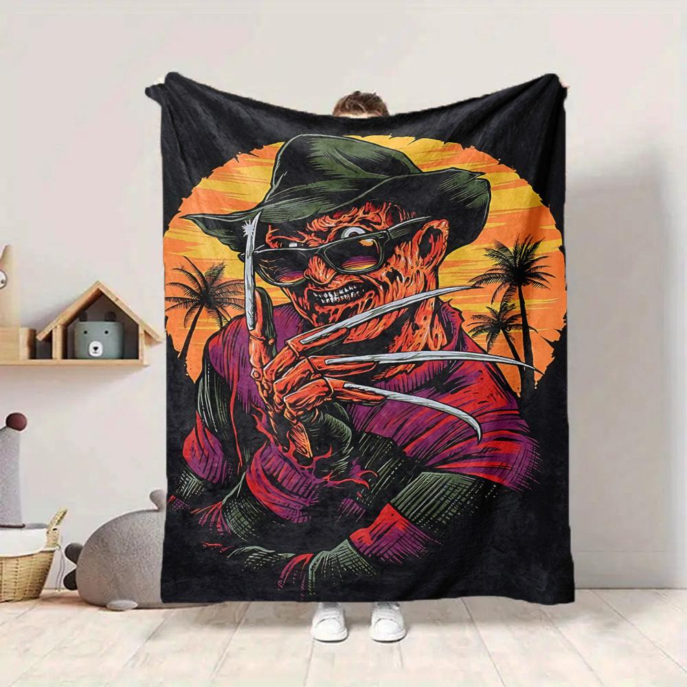 1pc A Nightmare on Elm Street Flannel Throw Blanket - HD Printed Lightweight Soft Warm All-Season Blanket for Sofa, Bed, Travel, Camping 067