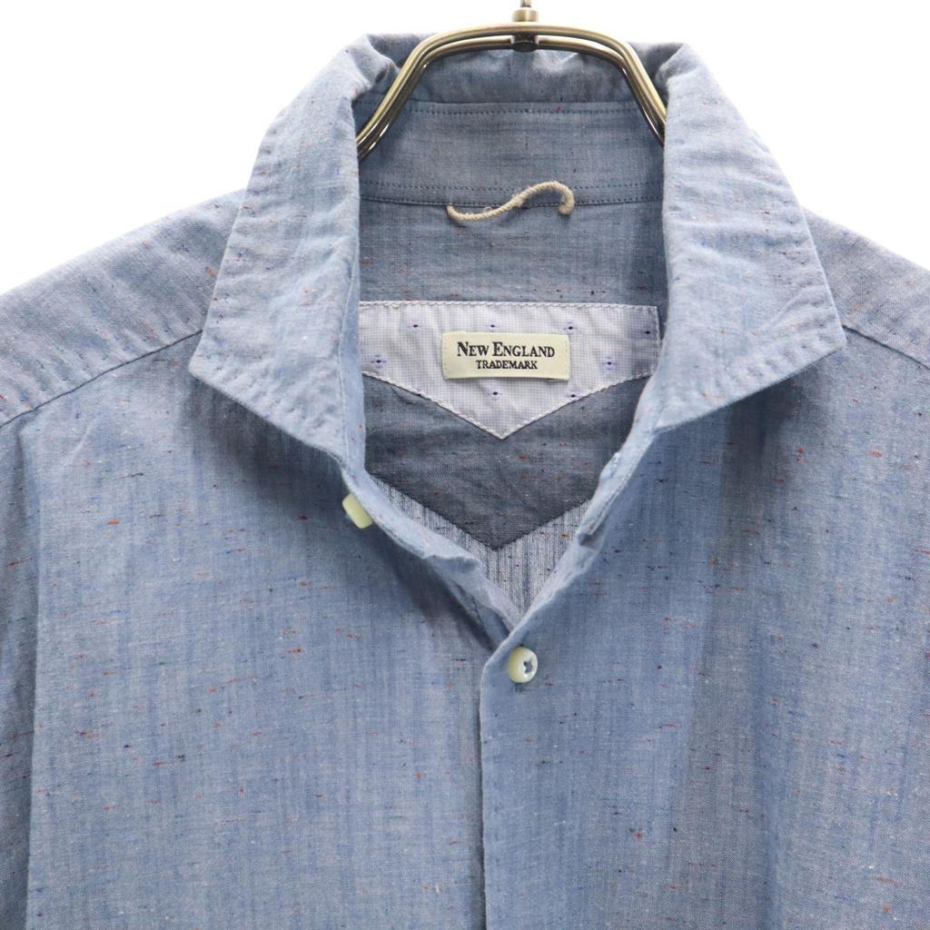 NEW ENGLAND Made In Italy Long Sleeve Nep Cotton Shirt 38/15 Blue Men's Used