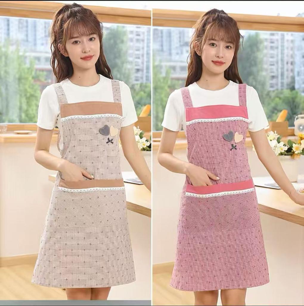 New Home Kitchen Apron Pure Cotton Women's Fabric Soft Summer Thin Cooking Waist Foreign Style