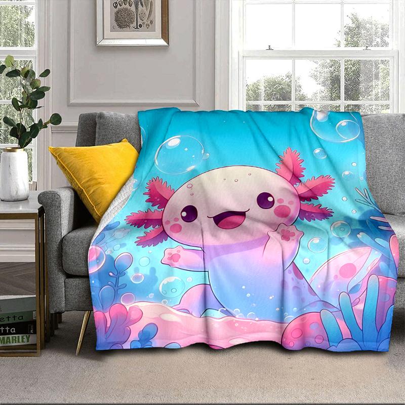 Fantasy Axolotl Moon Night Sky Blanket Flannel Blanket for bed, sofa, Camping, Hiking, Picnic Essentials, gift for family Fan gifts