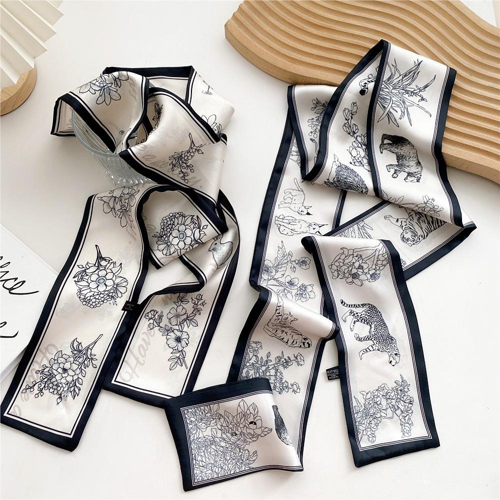 Pingjiao New Style Spring And Autumn Professional Decoration Versatile Small Silk Scarf Women'S Scarf Narrow Long Hair Strap Tie Bag Belt