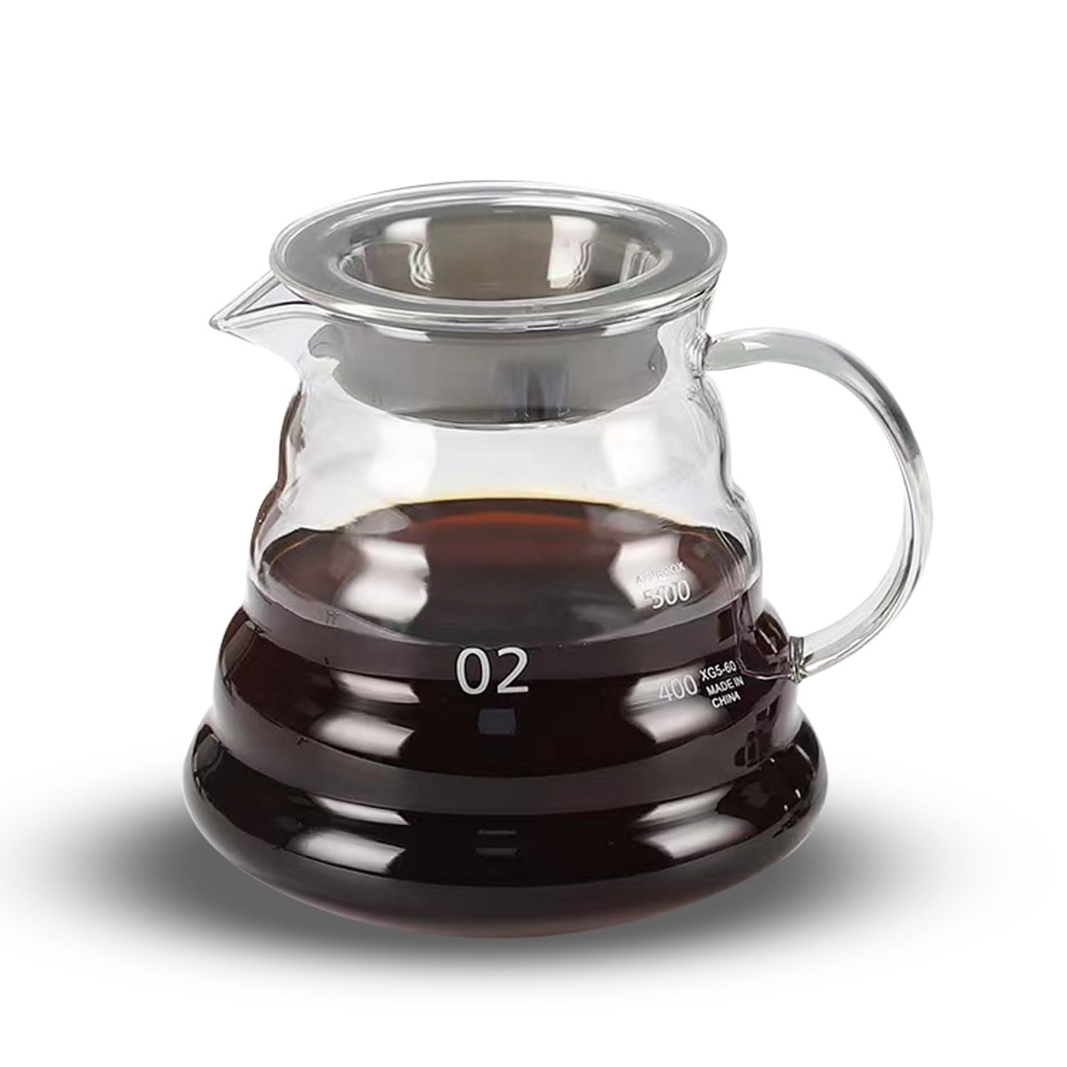 

Кофейник FGIUKC, термостойкое стекло, 600 мл, кофейная воронка с градуировкой, на 2-4 порции, можно использовать в микроволновой печи, с крышкой, для ручного капельного кофе