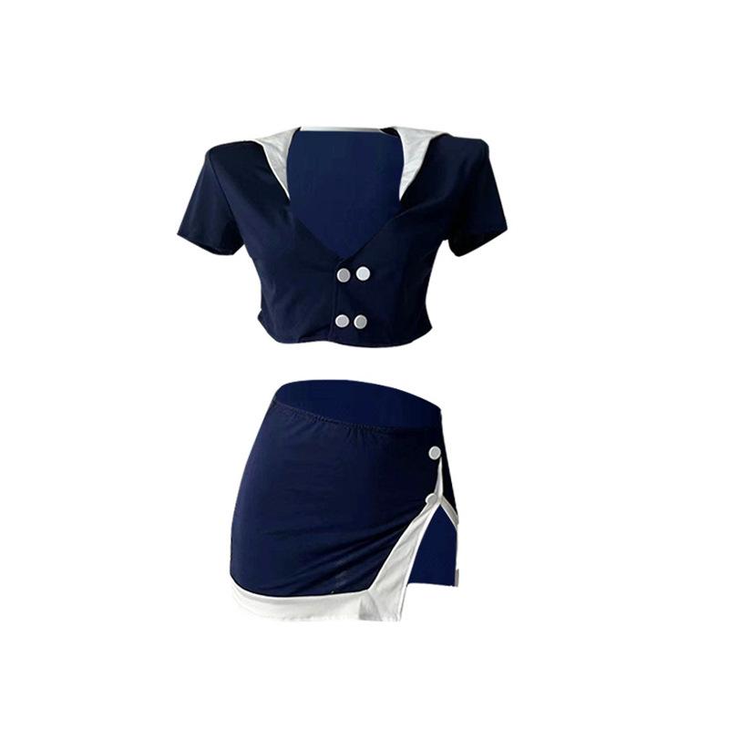 Erotic Lingerie Female Sexy Stewardess Uniform Seduction Hot Bed Robe Passion Flirting Pajamas 7