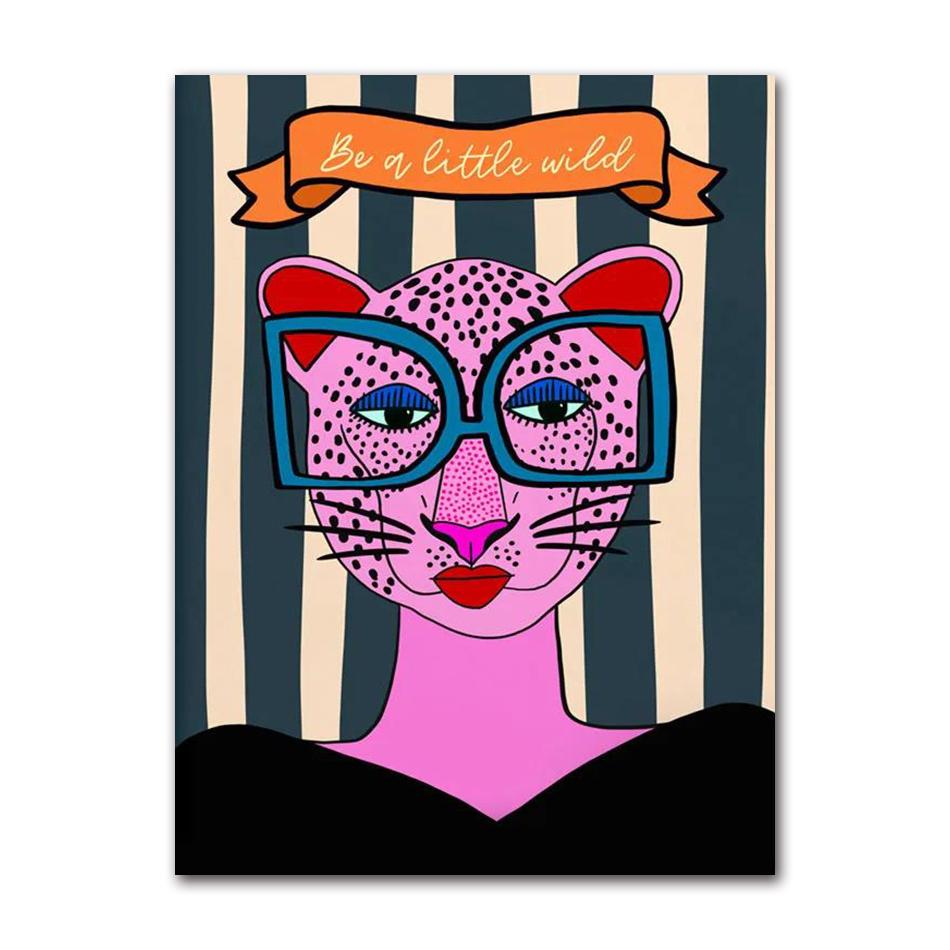 Nordic Posters and Prints for Room Decoration, Wall Photos, Colorful Flower, Rainbow, Cup, Lady Leopard, Canvas Painting