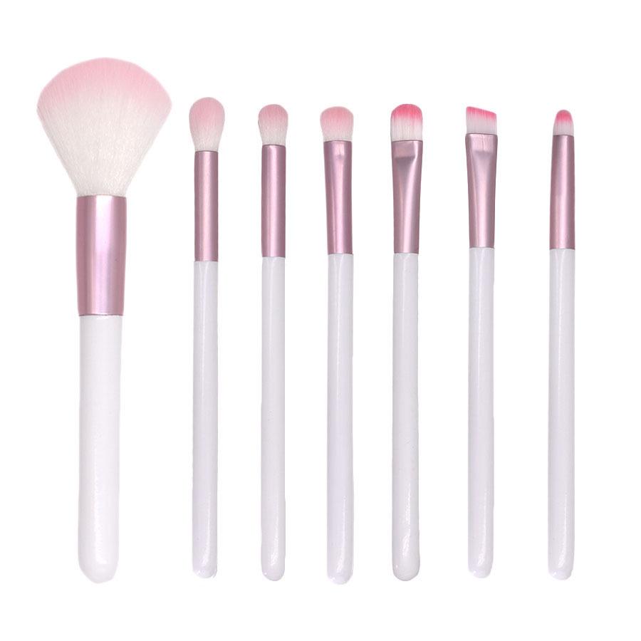 Cai Sen Xiu 7-10 Piece Pink & White Beginners Travel Makeup Brush Set