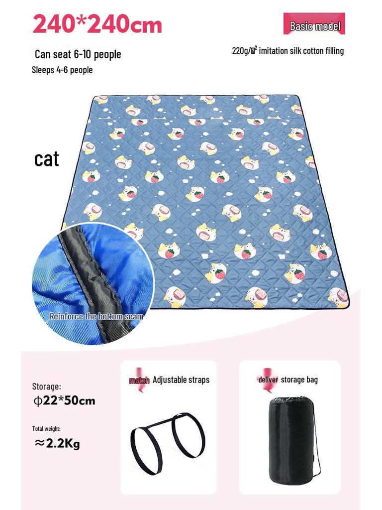 Moisture-Proof Picnic & Camping Mat: Thick, Waterproof, Machine-Washable Tent Ground Cover (240×240, 2.4M)
