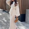 V-neck Lace-up Elegant High Waist Skirt 2 Pieces Knitting Suit Skirt 2-Piece Knitted Set